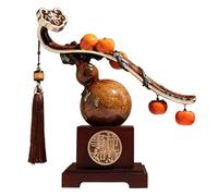 JS Ellie Décoration d'entrée de Style Chinois, en résine, avec des Statues de courge et de Kaki, impliquant Que de Bonnes Choses se produiront Chaque Jour, et est livrée avec Un Coffret Cadeau Brown