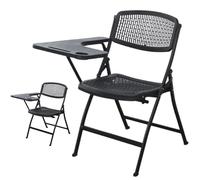 JS Ellie Ensemble de 2 chaises Pliantes avec Tableaux d'écriture et dossiers Pratiques et adaptés aux salles de réunion, salles de Formation et Bureaux Black