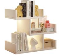 JS Ellie Étagère de Bureau à Trois Niveaux, étagère de Rangement multifonctionnelle en Bois, adaptée aux Bureaux, Chambres, espaces d'étude et Petits espaces White 34 * 16 * 36cm