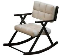 JS Ellie Fauteuil à Bascule de Style Vintage, Tissu Technique Facile d'entretien, Structure en Fer supportant jusqu'à 200 kg, idéal pour Le Salon, Le Bureau et la Chambre Beige