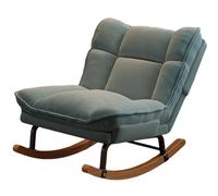 JS Ellie Fauteuil à Bascule Individuel avec Repose-Pieds, canapé inclinable ou Assis, Structure en Acier au Carbone et Tissu en Velours côtelé, Convient au Salon, à la Chambre et au Bureau Blue-A
