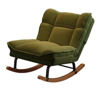 JS Ellie Fauteuil à Bascule Individuel avec Repose-Pieds, canapé inclinable ou Assis, Structure en Acier au Carbone et Tissu en Velours côtelé, Convient au Salon, à la Chambre et au Bureau Green-A