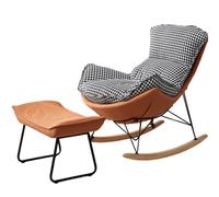 JS Ellie Fauteuil à Bascule Individuel, inclinable avec Repose-Pieds et Coussin Amovible, idéal pour Le Salon, la Chambre ou Le Balcon Checkered-B