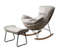 JS Ellie Fauteuil à Bascule Individuel, inclinable avec Repose-Pieds et Coussin Amovible, idéal pour Le Salon, la Chambre ou Le Balcon Gray-B