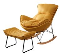 JS Ellie Fauteuil à Bascule Individuel, inclinable avec Repose-Pieds et Coussin Amovible, idéal pour Le Salon, la Chambre ou Le Balcon Yellow-B