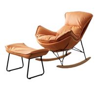 JS Ellie Fauteuil à Bascule Individuel, inclinable avec Repose-Pieds et Coussin Amovible, idéal pour Le Salon, la Chambre ou Le Balcon Orange-B