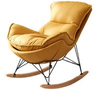 JS Ellie Fauteuil à Bascule Individuel, inclinable avec Repose-Pieds et Coussin Amovible, idéal pour Le Salon, la Chambre ou Le Balcon Yellow-A