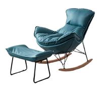 JS Ellie Fauteuil à Bascule Individuel, inclinable avec Repose-Pieds et Coussin Amovible, idéal pour Le Salon, la Chambre ou Le Balcon Cyan-B