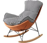 JS Ellie Fauteuil à Bascule Individuel, inclinable avec Repose-Pieds et Coussin Amovible, idéal pour Le Salon, la Chambre ou Le Balcon Checkered-A