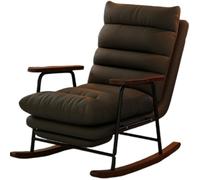 JS Ellie Fauteuil à Bascule Une Place, avec Dossier réglable et Repose-Pieds rétractable, capacité de Charge de 300 kg, Convient au Salon, au Bureau et à la Chambre Black + Walnut