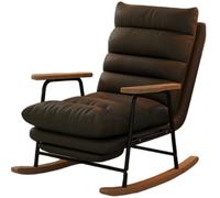 JS Ellie Fauteuil à Bascule Une Place, avec Dossier réglable et Repose-Pieds rétractable, capacité de Charge de 300 kg, Convient au Salon, au Bureau et à la Chambre Black + Wood