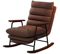 JS Ellie Fauteuil à Bascule Une Place, avec Dossier réglable et Repose-Pieds rétractable, capacité de Charge de 300 kg, Convient au Salon, au Bureau et à la Chambre Brown + Walnut