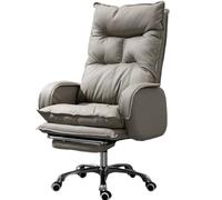 JS Ellie Fauteuil Ergonomique en Cuir véritable, Angle d'inclinaison de 145°, Peut être utilisé pour Le Bureau, Les études et Les Jeux, Stable et supportant 500 kg, Solide et Durable Gray