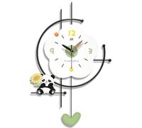 JS Ellie Horloge Murale décorative Panda, horloges d'art 3D géantes, avec Un Style Mignon et Simple, adaptée aux Restaurants, aux Salons et aux entrées S