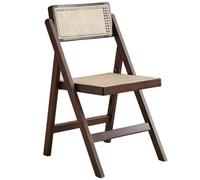 JS Ellie Lot de 2 chaises Pliables en rotin, Style wabi-sabi Vintage, Structure en Bois Massif, adaptées pour Un Usage extérieur, Salle à Manger, terrasse, Jardin, Balcon Walnut Color 1 Piece
