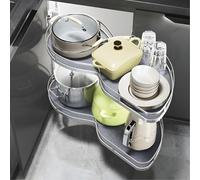 JS Ellie Panier Coulissant pour Meuble d'angle Rayonnage Réglable à Deux Niveaux avec Fermeture Progressive et Fonctionnement Silencieux (Compatible Installation à Gauche ou à Droite) 800 Right Swing