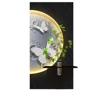 JS Ellie Peinture Lumineuse 3D en Forme de Lune avec lumières LED, décoration Murale créative, en grès Finement texturé, adaptée au Salon, à l'entrée et au Couloir D 60 * 120cm (Electric)