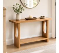 JS Ellie Table Console en Bois Massif,2 Niveaux Découpe Ovale pour Entrée