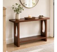 JS Ellie Table Console en Bois Massif,2 Niveaux Découpe Ovale pour Entrée