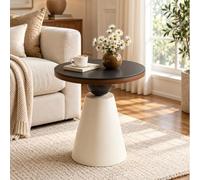 JS Ellie Table d’Appoint Ronde Effet Marbre, Table Bout de Canapé Moderne | Base Métallique Stable, Design Compact pour Salon, Chambre, Coin Lecture et Petit Espace(E,40cm/15.75in)