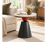 JS Ellie Table d’Appoint Ronde Effet Marbre, Table Bout de Canapé Moderne | Base Métallique Stable, Design Compact pour Salon, Chambre, Coin Lecture et Petit Espace(D,60cm / 23.62in)