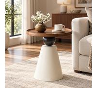 JS Ellie Table d’Appoint Ronde Effet Marbre, Table Bout de Canapé Moderne | Base Métallique Stable, Design Compact pour Salon, Chambre, Coin Lecture et Petit Espace(B,50cm/19.69in)