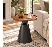 JS Ellie Table d’Appoint Ronde Effet Marbre, Table Bout de Canapé Moderne | Base Métallique Stable, Design Compact pour Salon, Chambre, Coin Lecture et Petit Espace(A,40cm/15.75in)