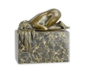 JS GartenDeko Sculpture Bronze Femmes Nu Allongé Sur Les Genoux H 13,5 cm