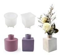 JS MOLD Lot de 2 moules en résine époxy - Vase en silicone - Vase à fleurs - Moules en silicone faits à la main - Pour la fabrication de vases