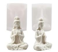 JS MOLD Lot de 2 moules en silicone Guanyin - 6,5 cm - Mini déesse zen - Pour bougies, résine époxy, plâtre, salon, méditation, voiture, tableau de bord (Guanyin)