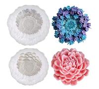 JS MOLD Lot de 2 moules en silicone pour bougies aromatiques, résine époxy, plâtre, savon à main, pivoine 3D, hortensia