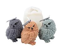 JS MOLD Moule à bougie 3D en silicone pour chouette - Moule en silicone Moules en forme de hibou - Moules de coulée pour le bricolage - Pour savon - Bougie au chocolat