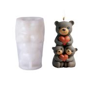 JS MOLD Moule en silicone 3D en forme d'ours empilable - Moule à bougie en silicone - Moule à bougie pour la fabrication de bougies, la décoration de gâteau, l'artisanat (MC-252)