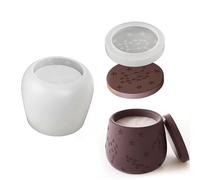 JS MOLD Moule en silicone en forme d'étoile, bougeoir avec couvercle, moule en silicone, vase en silicone, bougeoir 3D, pour bougeoirs, pots de fleurs, récipients de rangement