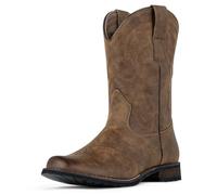 J's.o.l.e Bottes de cowboy à bout rond pour homme - Bottes de travail occidentales à enfiler - Résistantes au silp, marron, 40 2/3 EU