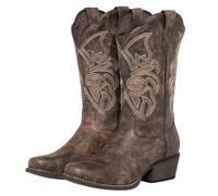 J's.o.l.e Bottes de cowgirl cowboy pour femme à bout carré mi-large en mollet Western Fashion Marron, marron, 37 EU