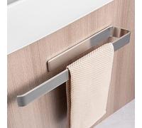 JS Porte Serviette Salle de Bain sans Perçage Porte-Serviette Auto-Adhésif Porte Serviettes Murale Porte Torchon Brossée Autocollant 40cm