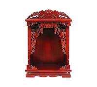 JS Space Autel Bouddhiste étagère pour la méditation, Le culte et l'art Religieux de Bouddha autel Bouddhiste Chinois étagère Sanctuaire d'autel en Bois pour Statue de Bouddha Red 34cm/13.4in