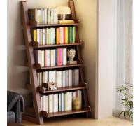 JS Space Bibliothèque à Échelle Spatiale en Bois à 5 Niveaux Autoportante Moderne, Rangement pour Salon, Bureau & Chambre Walnut