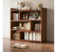 JS Space Bibliothèque Extensible en Bois 3 en 1 Convertible avec Largeur Réglable, Étagère d'Organisation pour Salon & Bureau Walnut 3 Tiers - 60cm