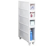 JS Space Meuble de Rangement Salle de Bain Étroit, Chariot de Rangement Vertical à 4 Tiroirs, 14/16 cm, Gain de Place pour Cuisine et Salle de Bain 14 cm - 4-Tier