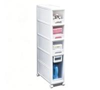 JS Space Meuble de Rangement Salle de Bain Étroit, Chariot de Rangement Vertical à 4 Tiroirs, 14/16 cm, Gain de Place pour Cuisine et Salle de Bain 16 cm - 4-Tier