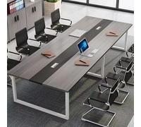 JS Space Moderne Grande Table de Salle de conférence Table de réunion rectangulaire de séminaire Bureau Industriel Bois et Metal pour Salle de réunion de Bureau A3 240x100x75cm