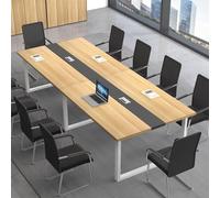JS Space Moderne Grande Table de Salle de conférence Table de réunion rectangulaire de séminaire Bureau Industriel Bois et Metal pour Salle de réunion de Bureau A1 200x80x75cm