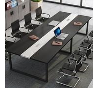 JS Space Moderne Grande Table de Salle de conférence Table de réunion rectangulaire de séminaire Bureau Industriel Bois et Metal pour Salle de réunion de Bureau A11 200x100x75cm