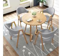 JS Space Moderne Rondes Table Chaise Encastrable, Table De Réception Et Combinaison De Chaises, Ensemble De Salle À Manger Meubles Moderne, avec Chaises, pour Cuisine, Balcon, Salon, Café, Bureau A7