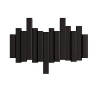 JS Space Porte-Manteau Mural en Bois avec Crochets Piano Rabattables, Organisateur d’Entrée Moderne pour Chambre, Couloir, Salon, Salle de Bain Black 4-hook