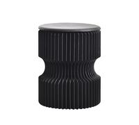 JS Space Tabouret en Papier Kraft Rond Pliable Design Accordéon Portable pour Usage Domestique & Commercial Black 40cm/15.75in