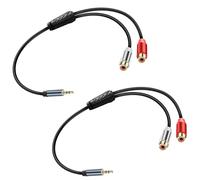 JSADZKJ 3,5 mm à RCA y Splitter câble audio stéréo 3,5 mm mâle à double RCA femelle câble audio casque 1/8 vers 2 connecteurs RCA téléphone portable mp3 Haut - parleur plat câble stéréo 2pcs