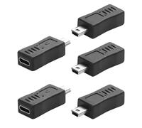 JSADZKJ Adaptateur Mini USB vers USB C, Femelle C vers Mini USB 2.0 mâle, supporte la Charge et la synchronisation des données pour Appareil Photo, GPS, caméra de Voiture 5 pcs